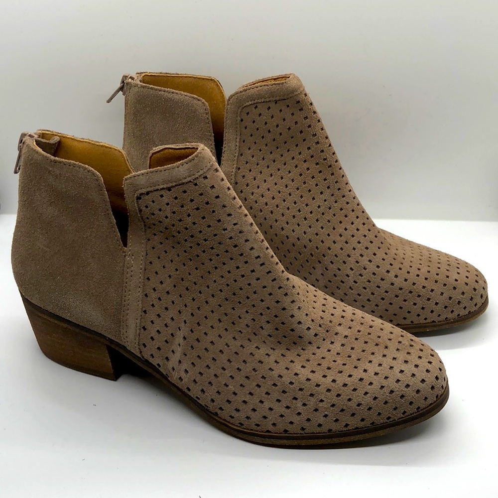 Susina Tan Ankle Boots with Perforated Design